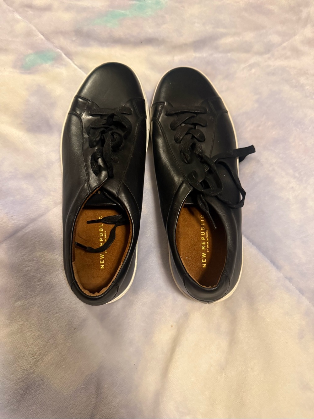 New Republic Men's Black Leather Low-Profile Sneakers